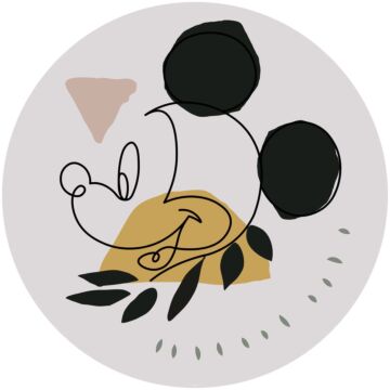 zelfklevende behangcirkel Mickey Mouse grijs, geel en roze van Sanders & Sanders
