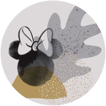 zelfklevende behangcirkel Minnie Mouse grijs, zwart en geel van Sanders & Sanders