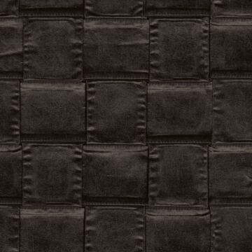 behang patchwork leer zwart van Limonta