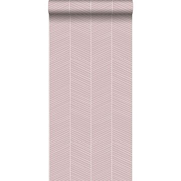 behang visgraat-motief roze van Walls4You