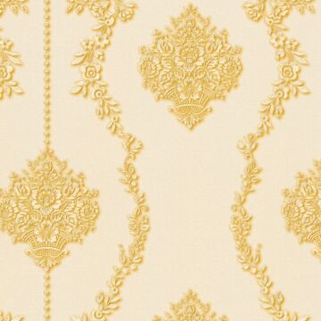 behang barokprint zandkleurig en goud van A.S. Création